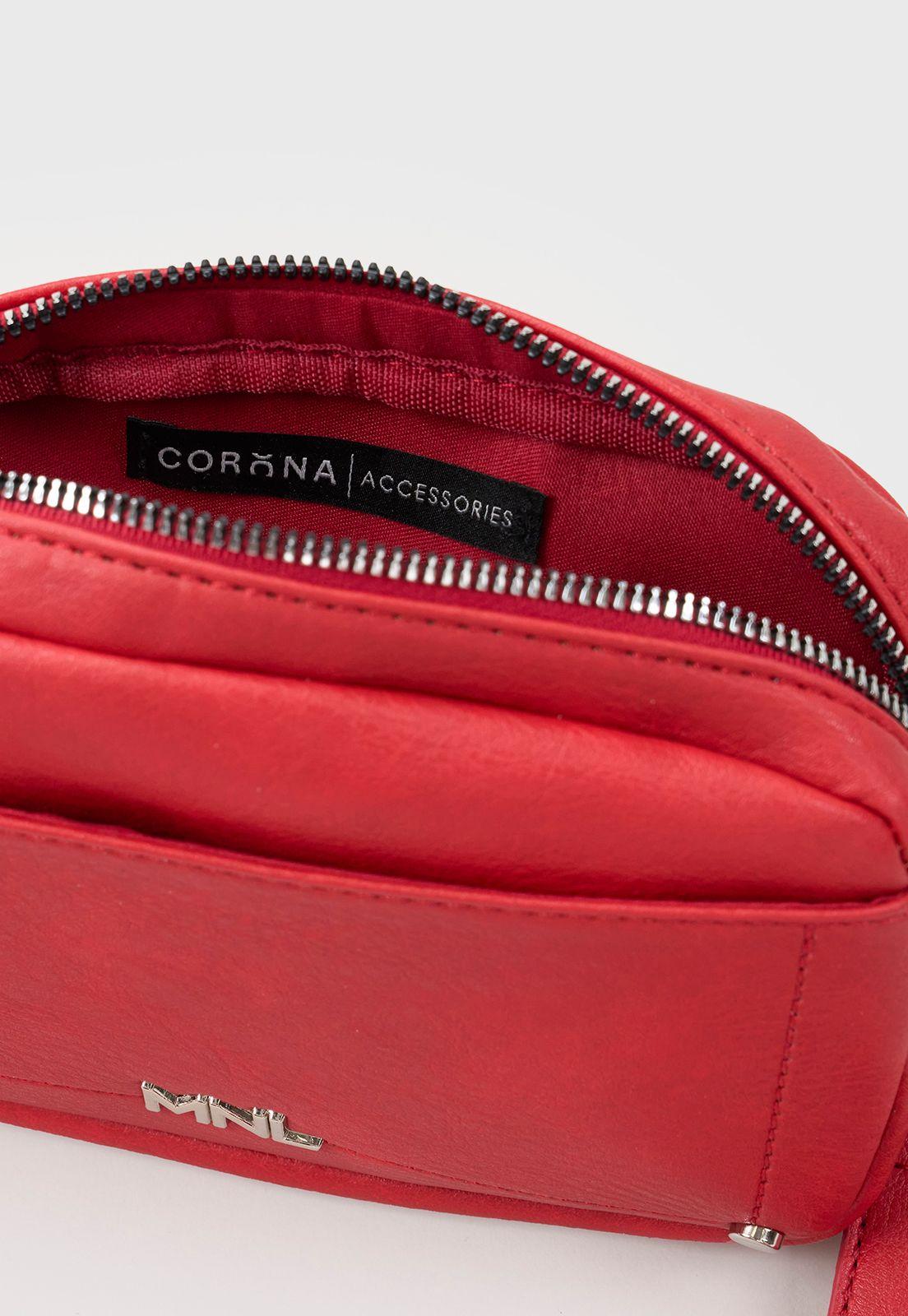 Bandolera Mujer Ecocuero Rojo Corona-3