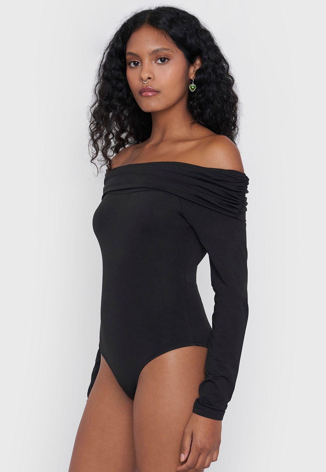 Body Mujer M/L Off Shoulder Negro Corona-2