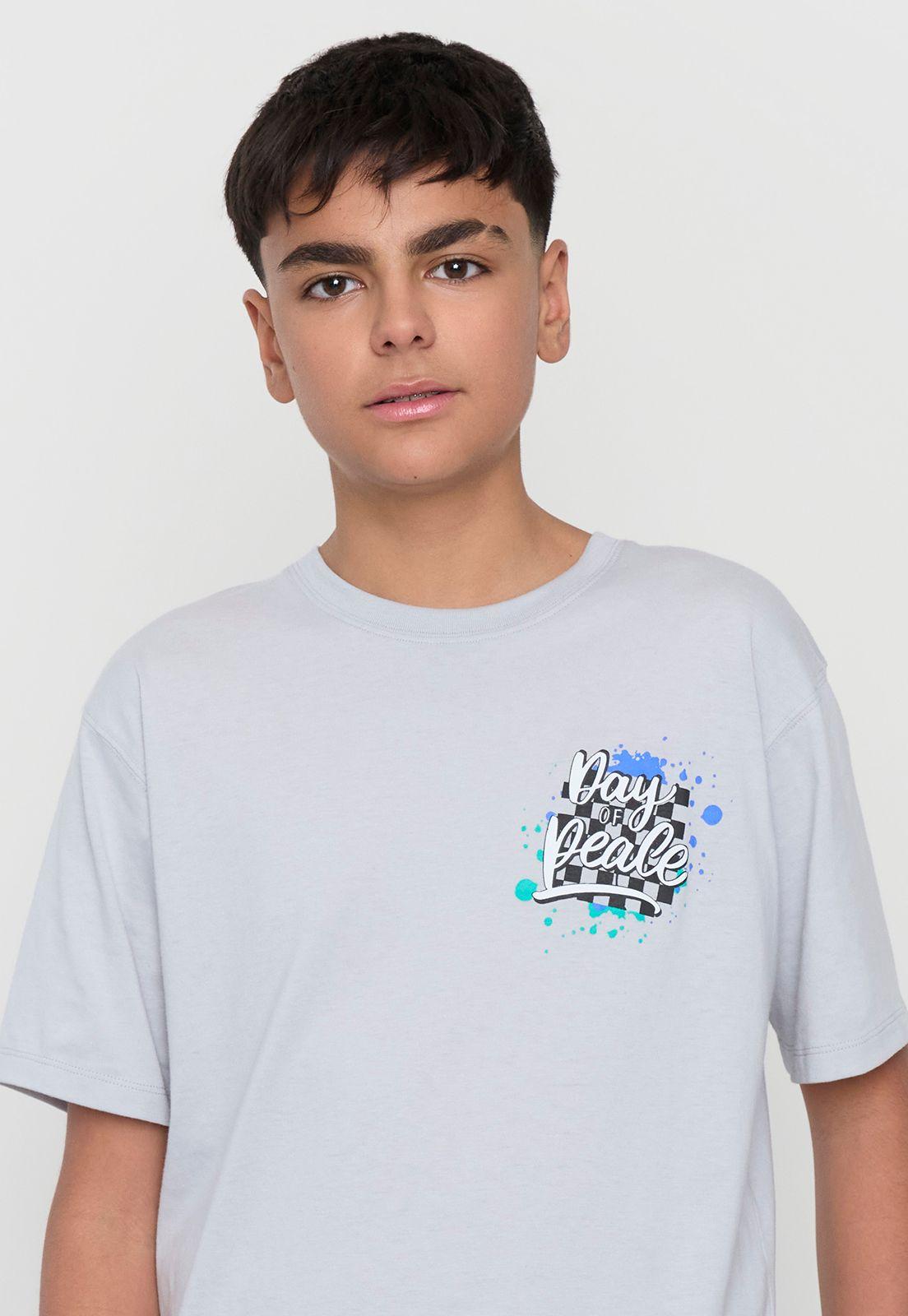 Polera Niño Teen Mc Focal Pecho Gris Corona-2