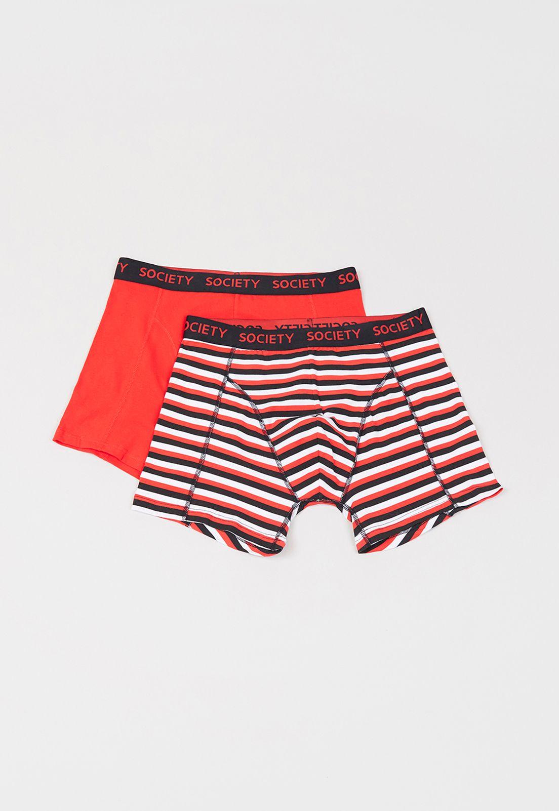 Bóxer Hombre Bipack Líneas Mix Rojo Corona-0
