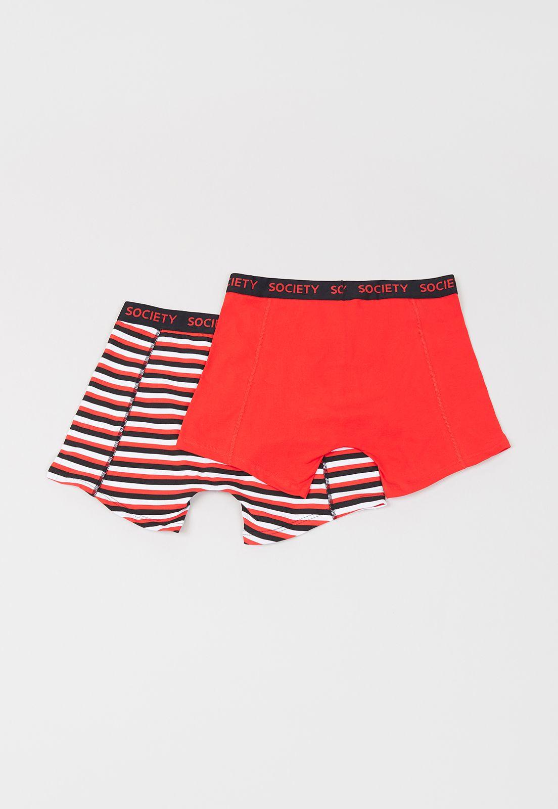 Bóxer Hombre Bipack Líneas Mix Rojo Corona-1