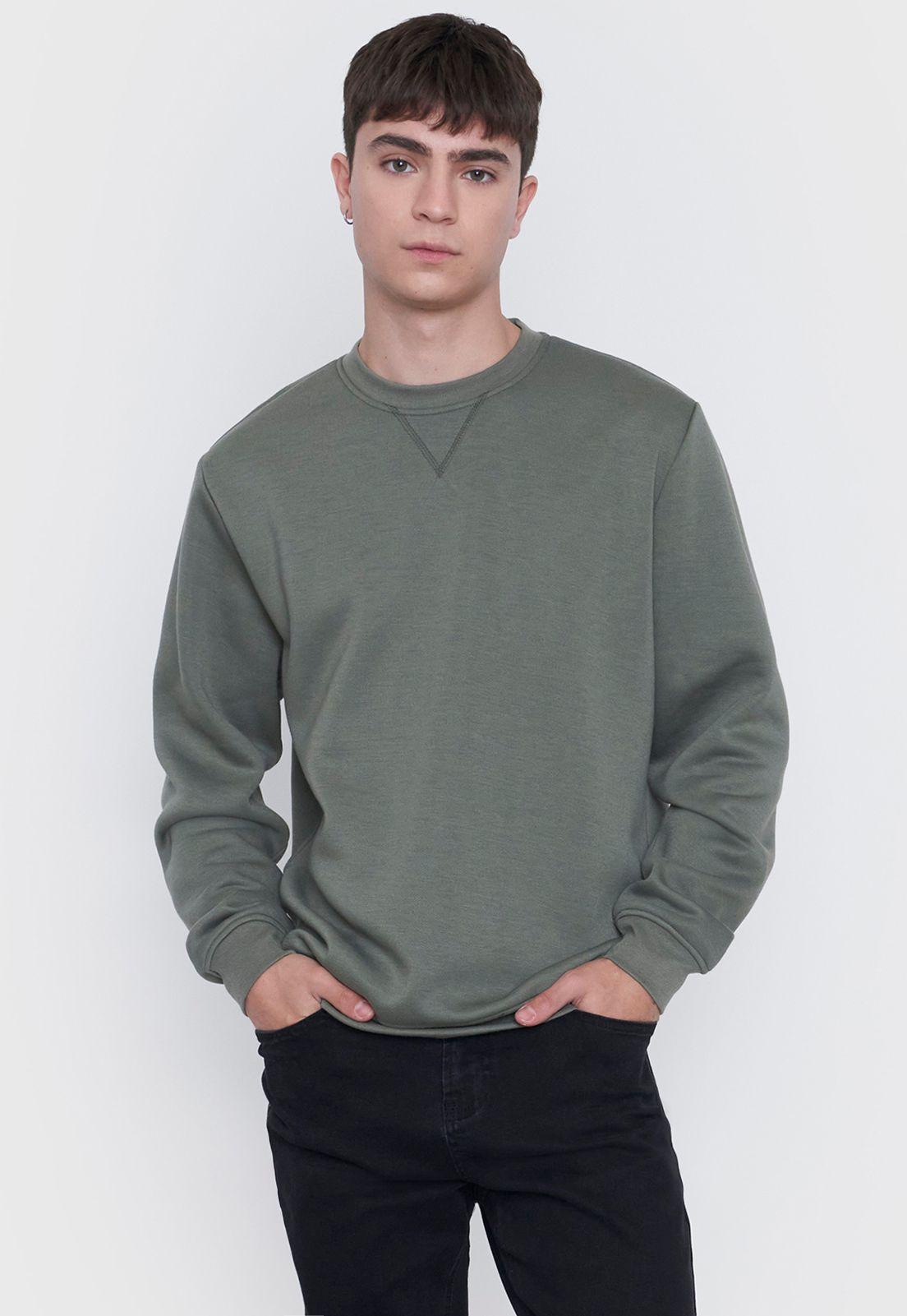 Polerón Hombre Round Neck Liso Verde Corona-0
