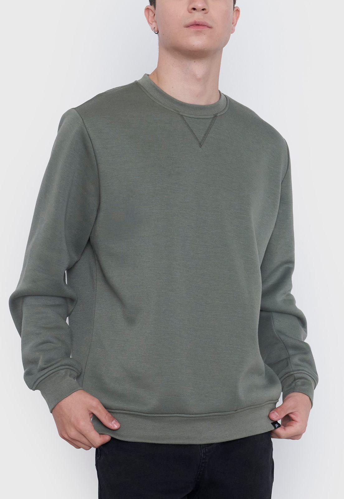 Polerón Hombre Round Neck Liso Verde Corona-2