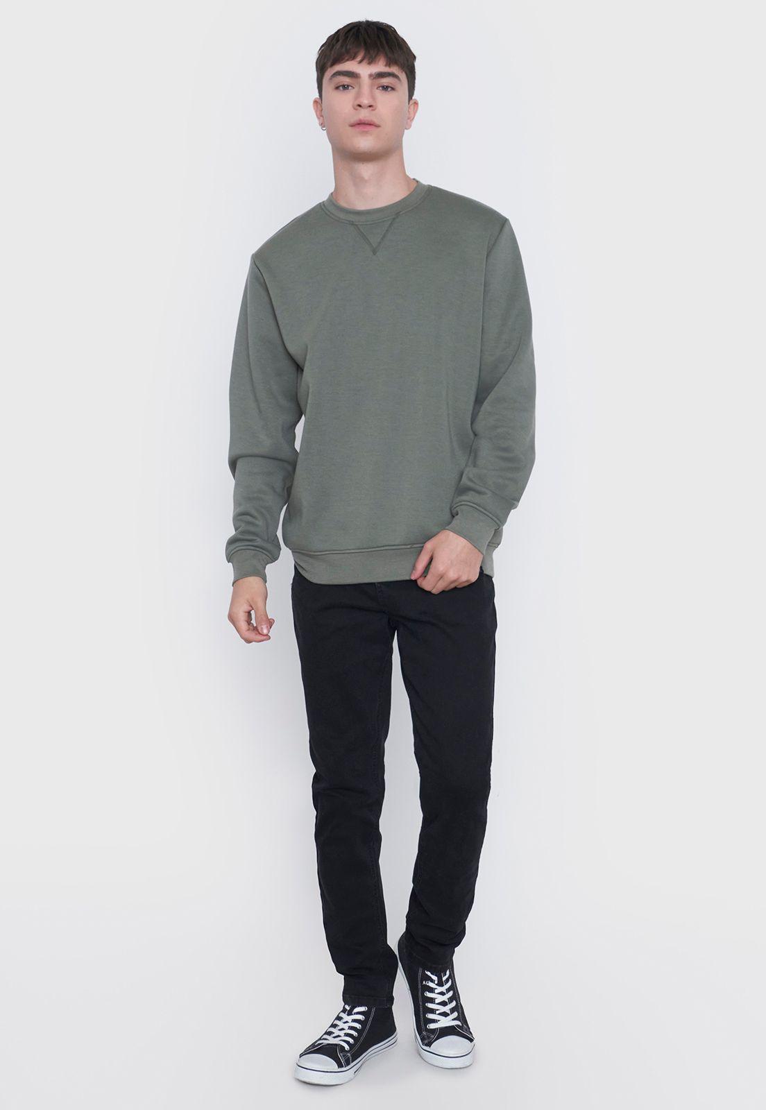 Polerón Hombre Round Neck Liso Verde Corona-3