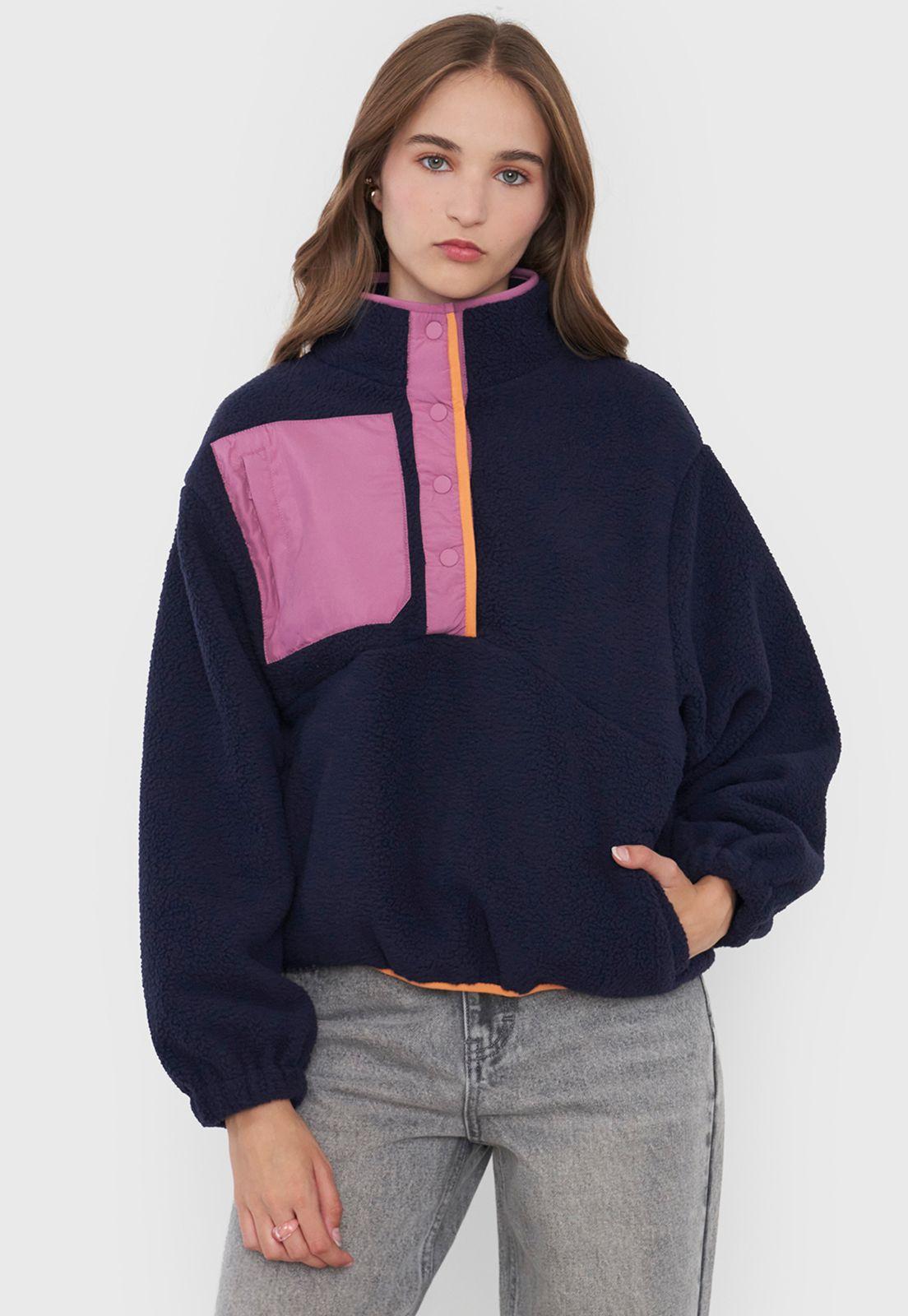 Polerón Mujer Polar Color Block Navy Corona-0