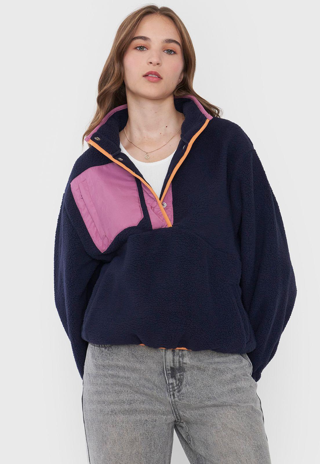 Polerón Mujer Polar Color Block Navy Corona-2