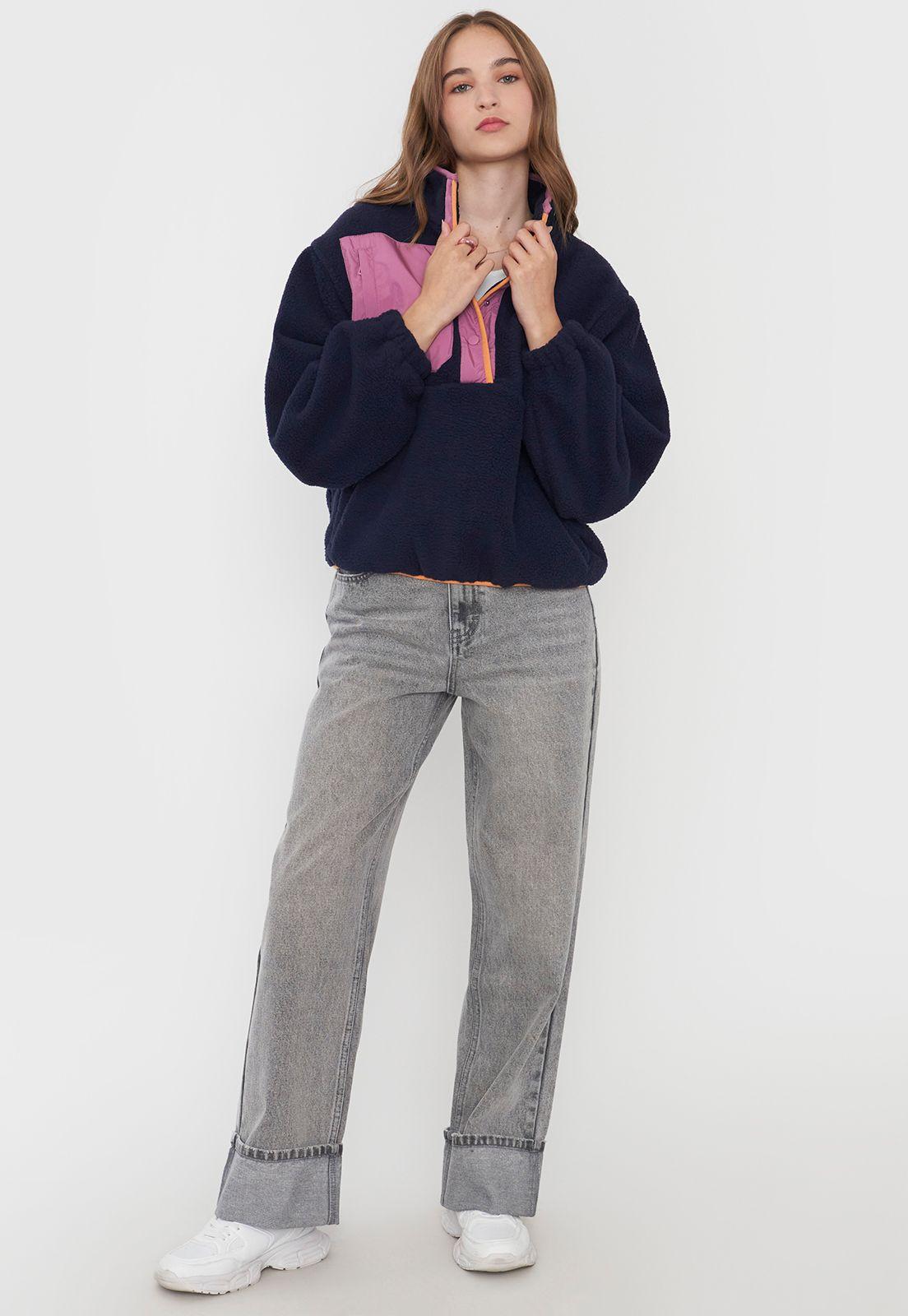 Polerón Mujer Polar Color Block Navy Corona-3