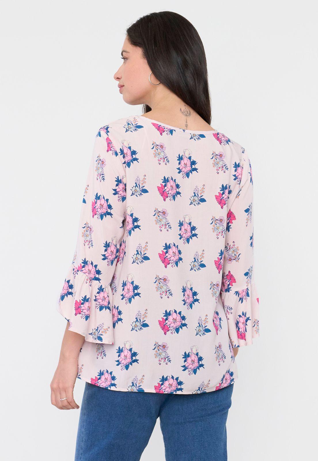 Blusa Mujer Manga Campana Palo Rosa Corona-1