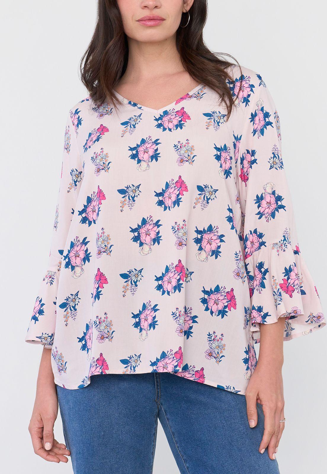 Blusa Mujer Manga Campana Palo Rosa Corona-2