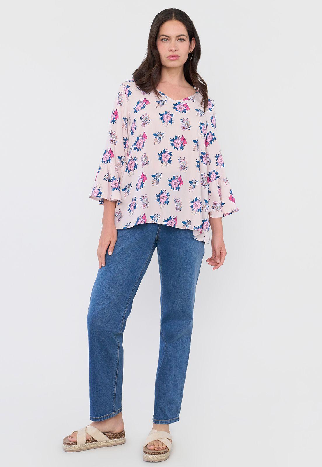 Blusa Mujer Manga Campana Palo Rosa Corona-3