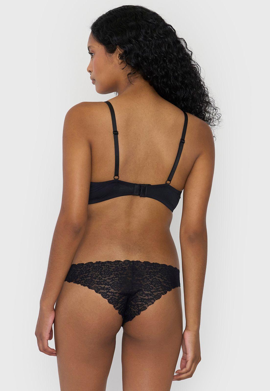 Calzón Mujer Bikini Encaje Color Negro Corona-2