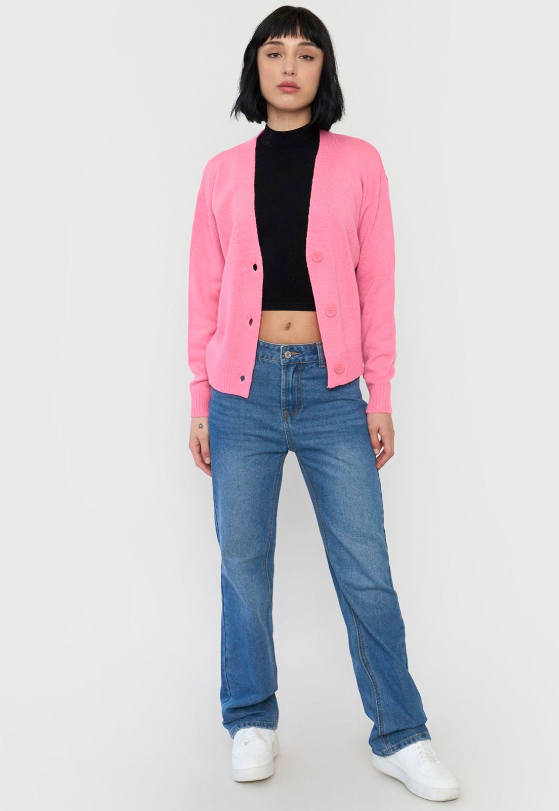 Sweater Mujer Cárdigan Regular Rosado Corona-3