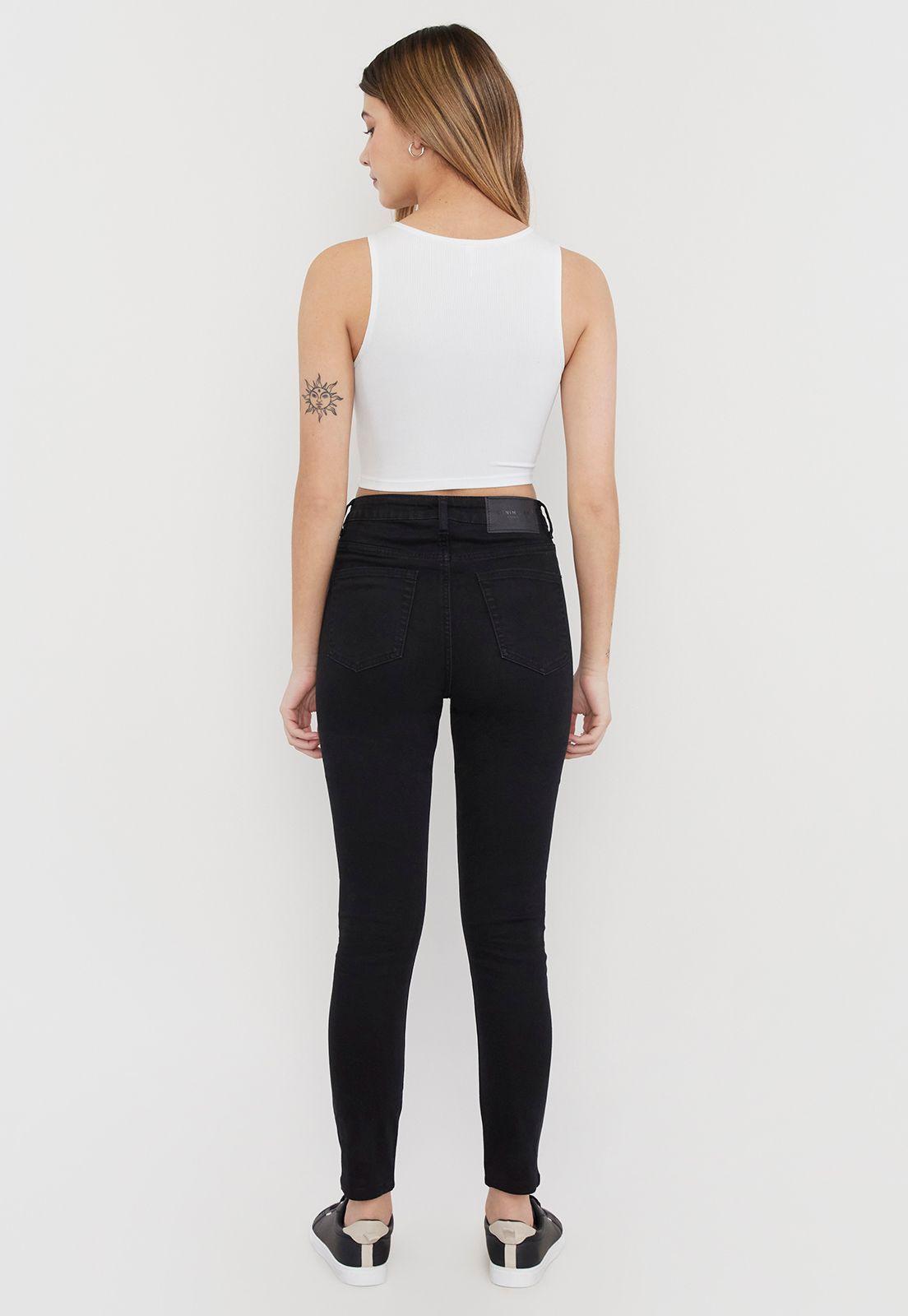 Jeans Mujer Skinny Destroyed Negro Corona-1