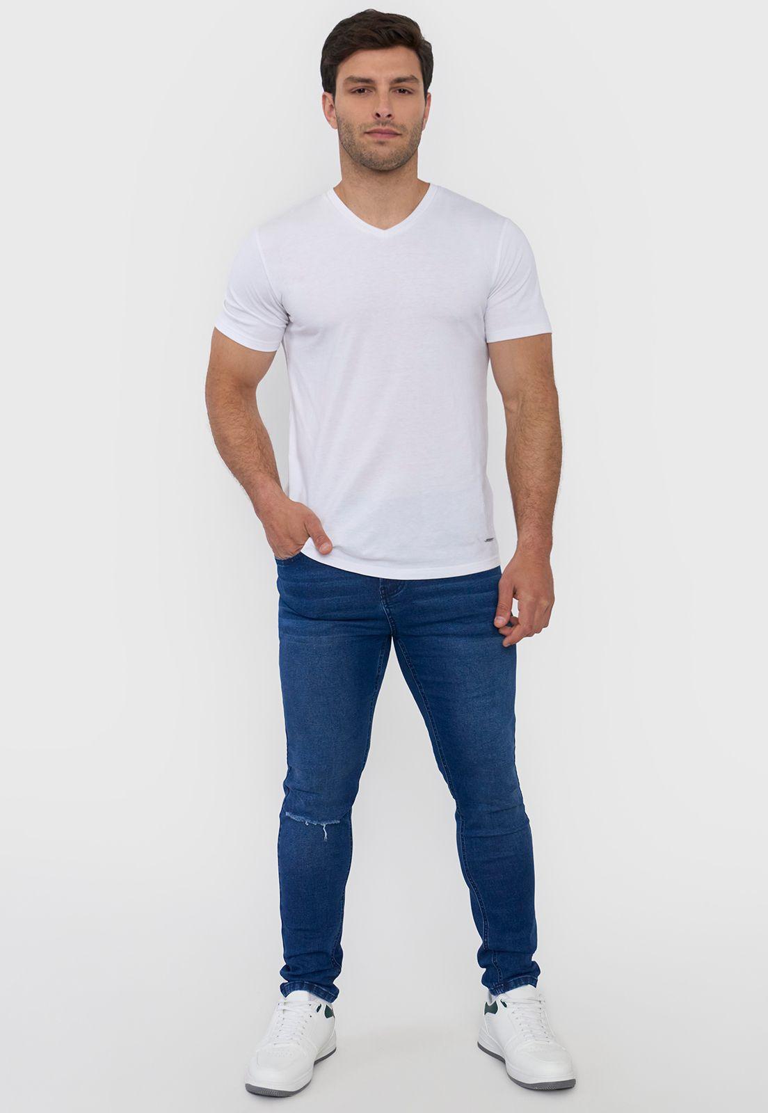 Jeans Hombre Skinny Spandex Azul Oscuro Corona-0