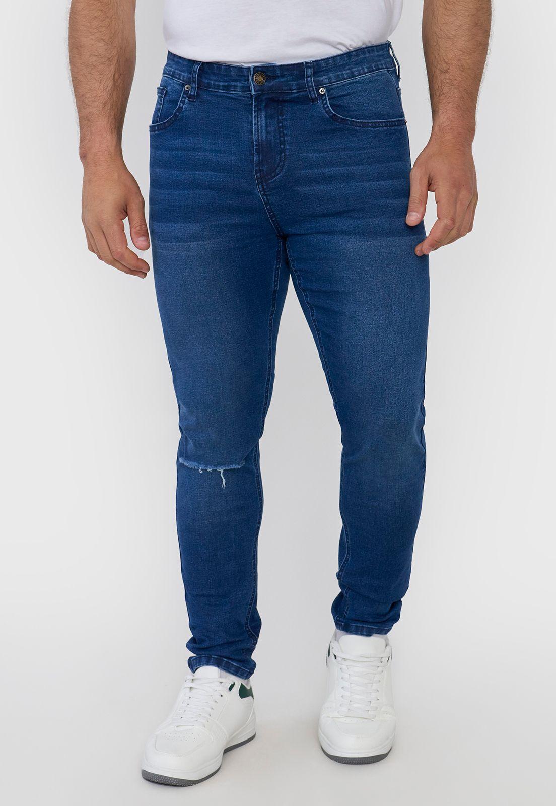 Jeans Hombre Skinny Spandex Azul Oscuro Corona-1