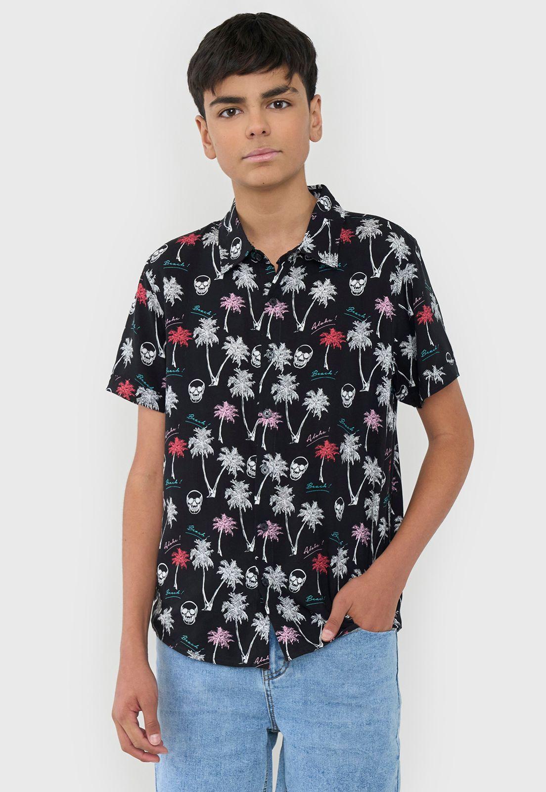 Camisa Niño Teen Viscosa Negro Corona-0
