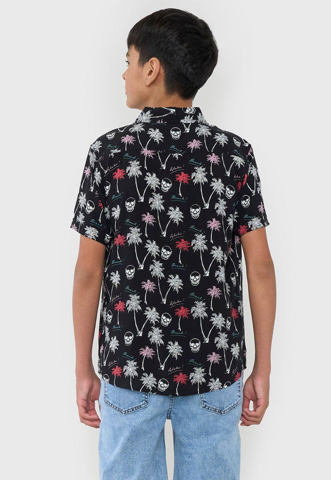 Camisa Niño Teen Viscosa Negro Corona-1