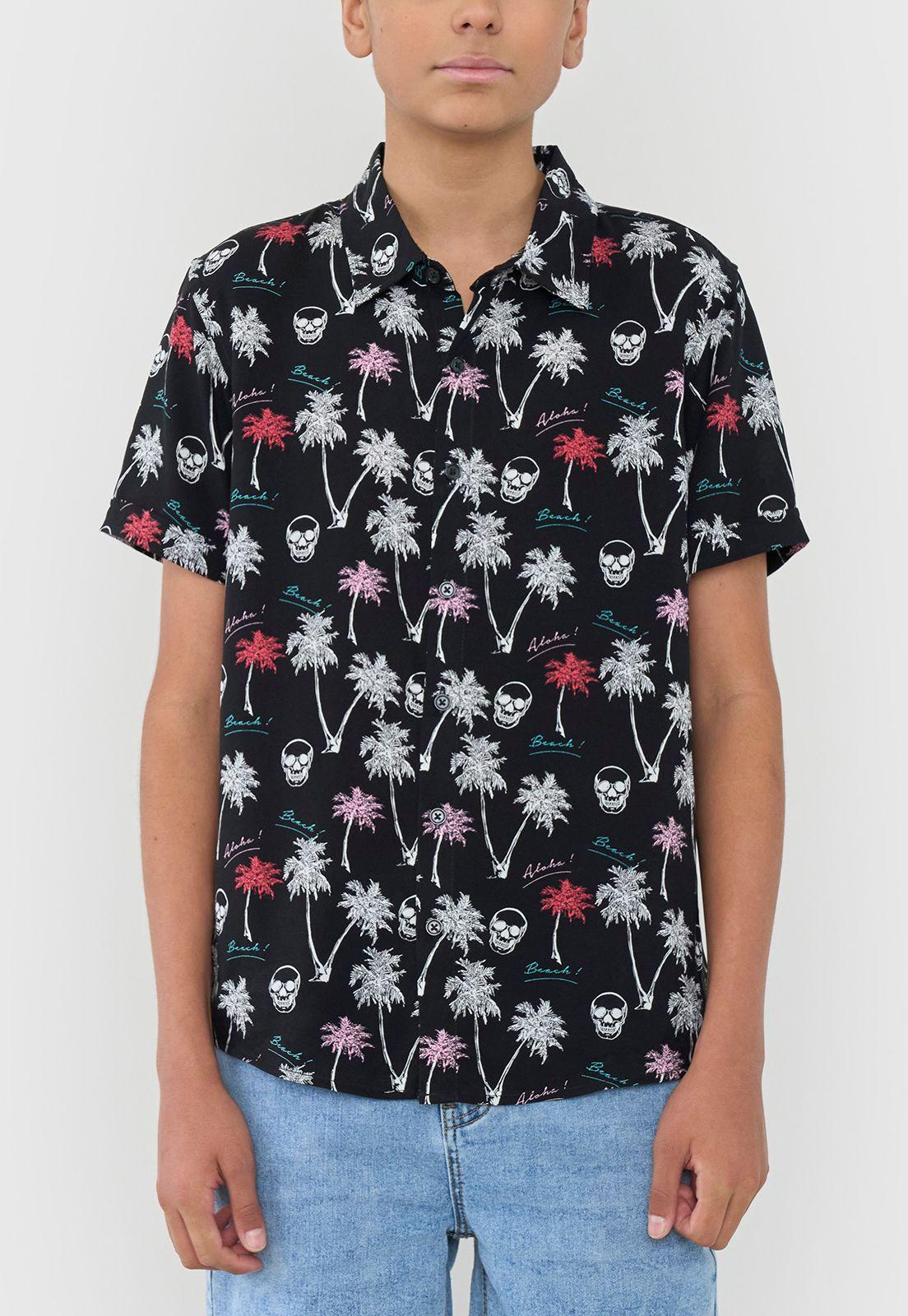 Camisa Niño Teen Viscosa Negro Corona-2