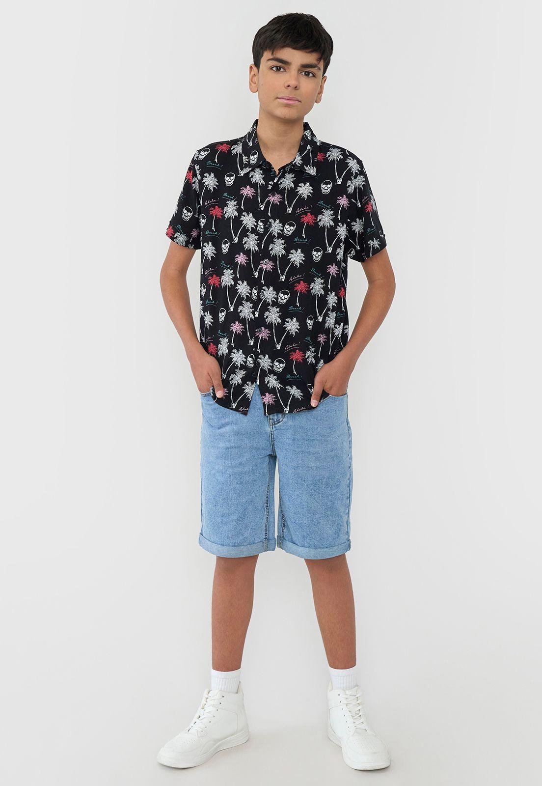 Camisa Niño Teen Viscosa Negro Corona-3