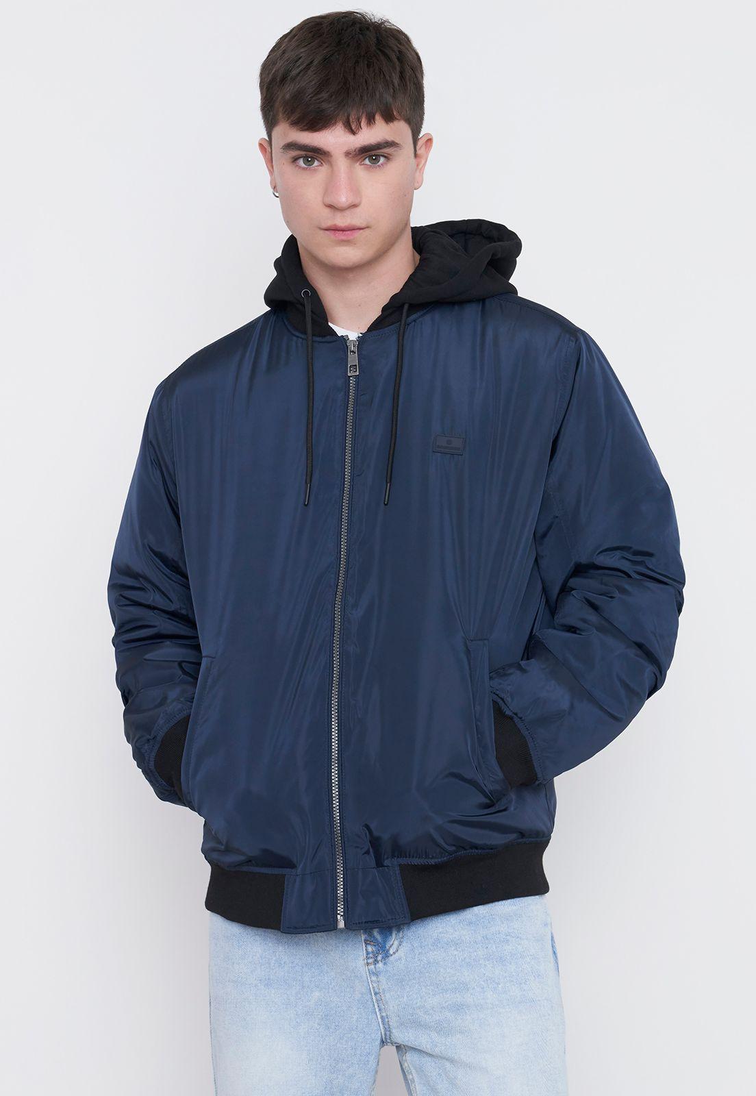 Casaca Hombre Bomber Hoodie Azul Corona-0