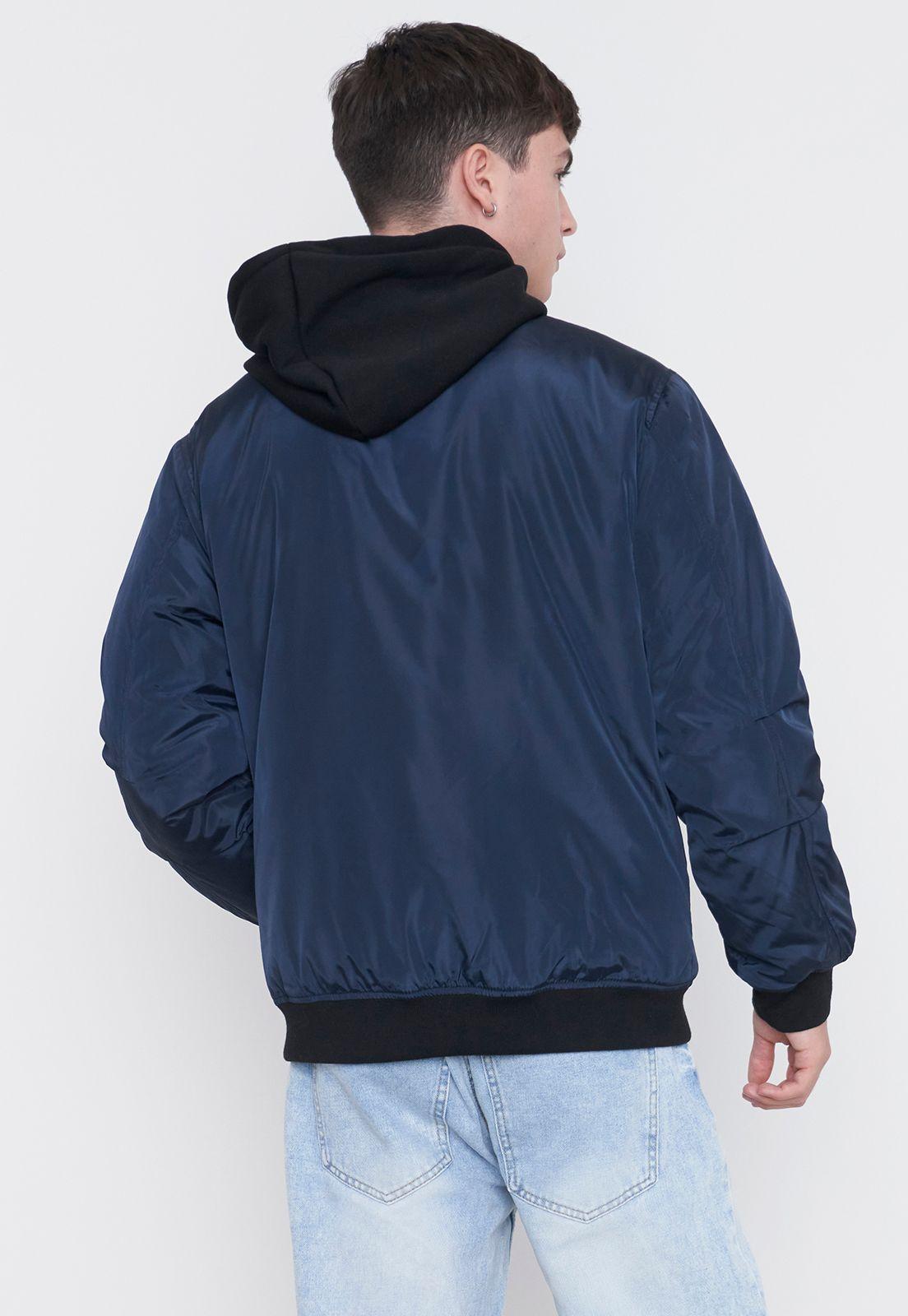 Casaca Hombre Bomber Hoodie Azul Corona-1