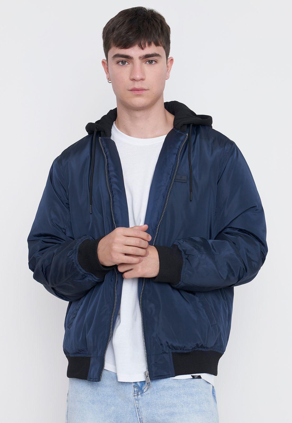 Casaca Hombre Bomber Hoodie Azul Corona-2