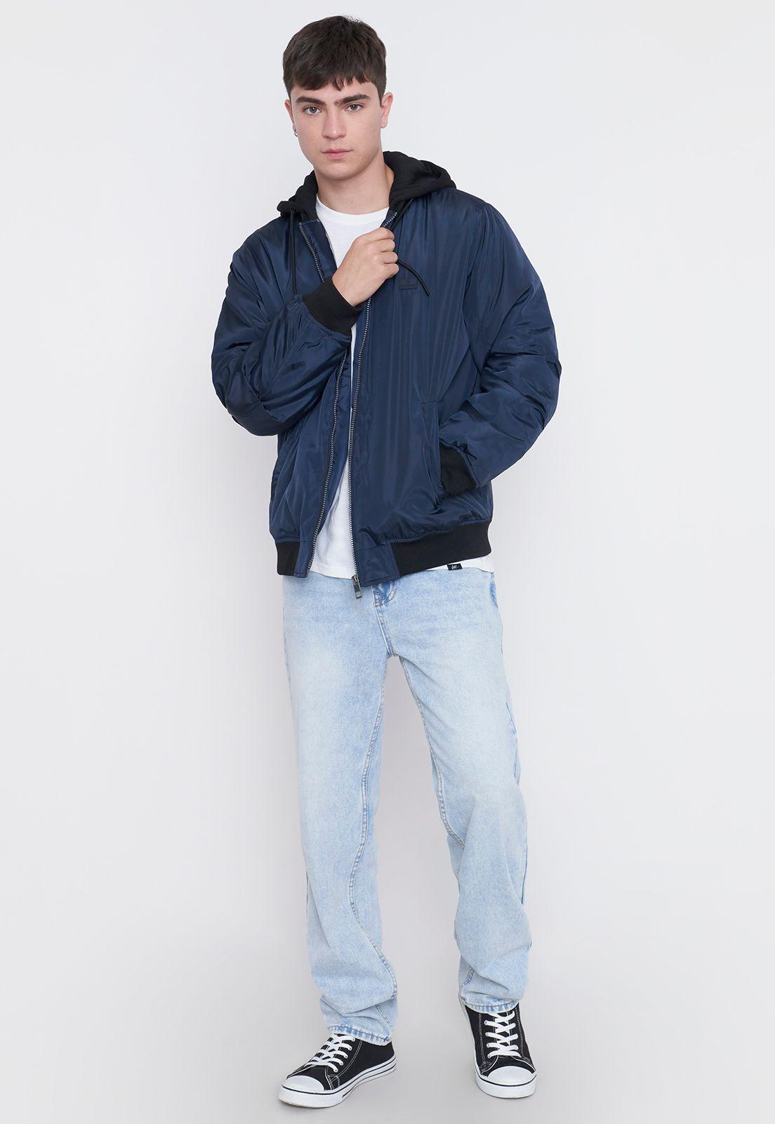 Casaca Hombre Bomber Hoodie Azul Corona-3