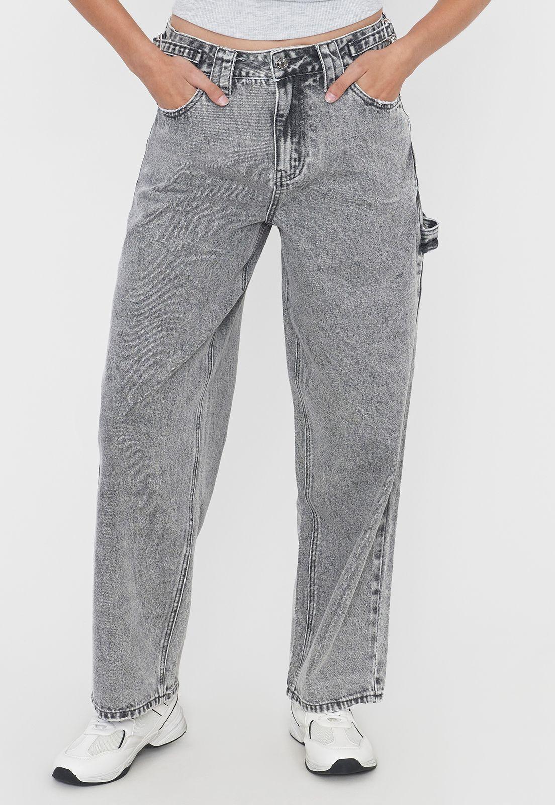 Jeans Mujer Baggy Fit Gris Corona-1