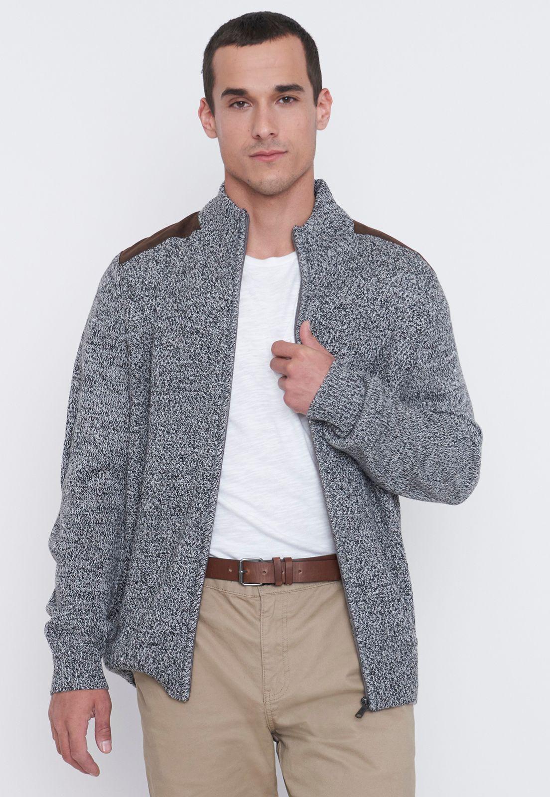 Tejido Hombre Full Zipper Suede Gris Corona-0