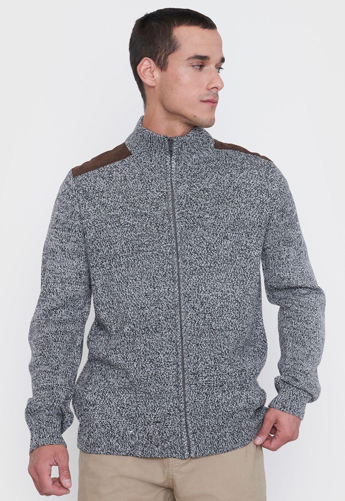 Tejido Hombre Full Zipper Suede Gris Corona-2