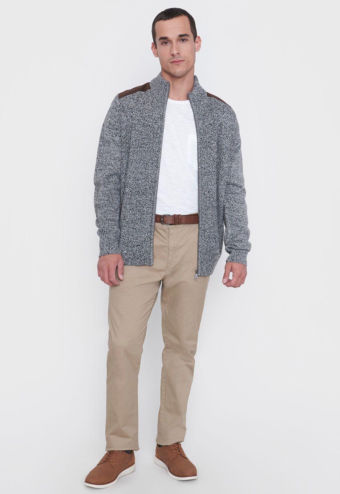 Tejido Hombre Full Zipper Suede Gris Corona-3