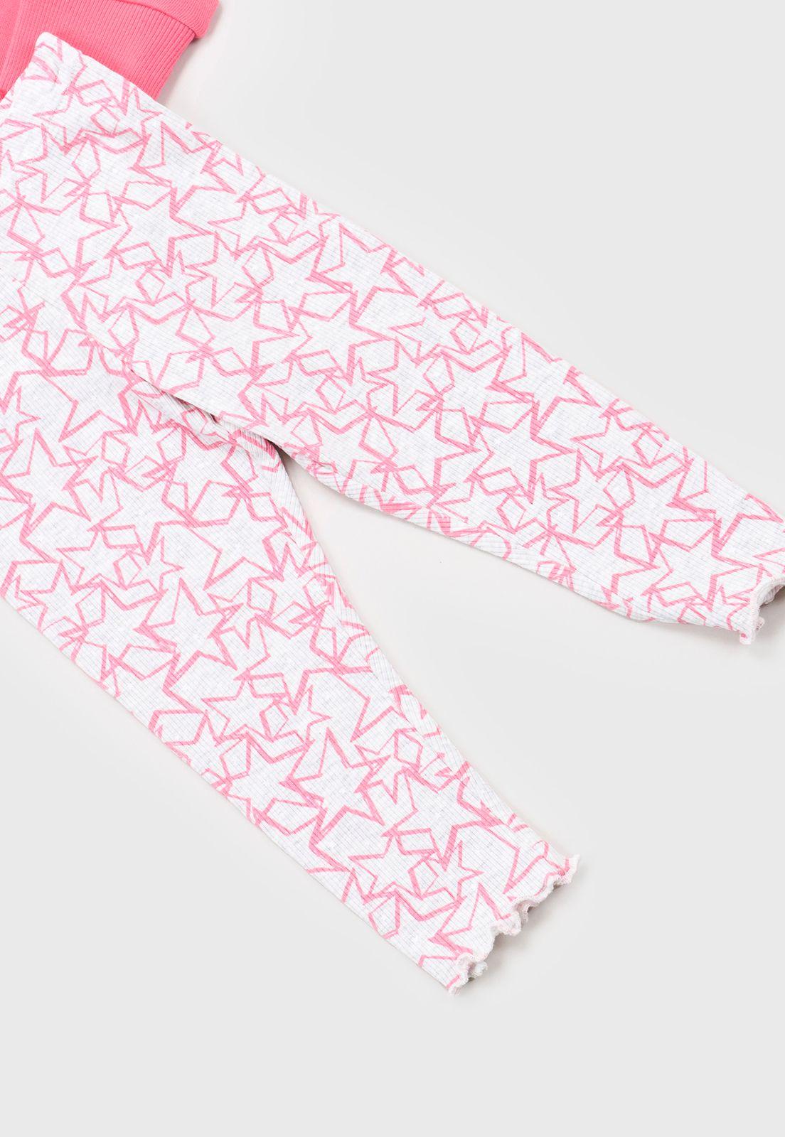 Conjunto Bebe Niña Poleron Hoodie + Calza Rosado Corona-3