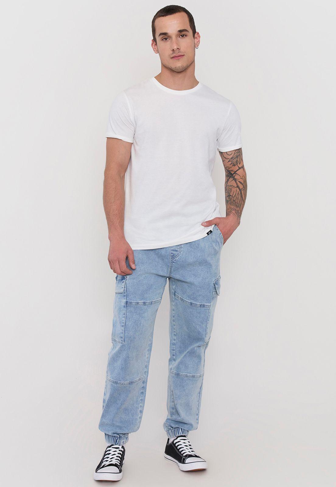 Jeans Hombre Cargo Jogger Fit Azul Claro Corona-3
