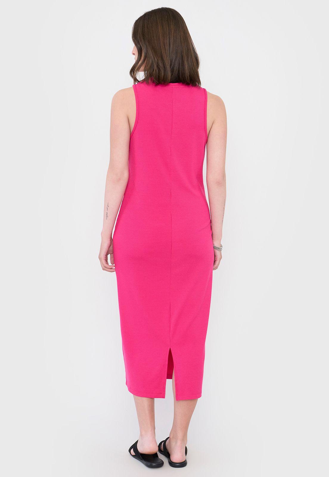 Vestido Mujer Largo Rib Fucsia Corona-1