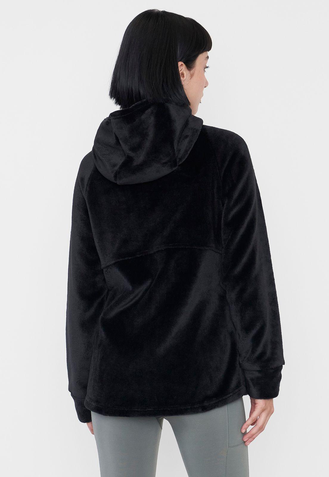 Polerón Mujer Deportivo Peludo Color Negro Corona-1