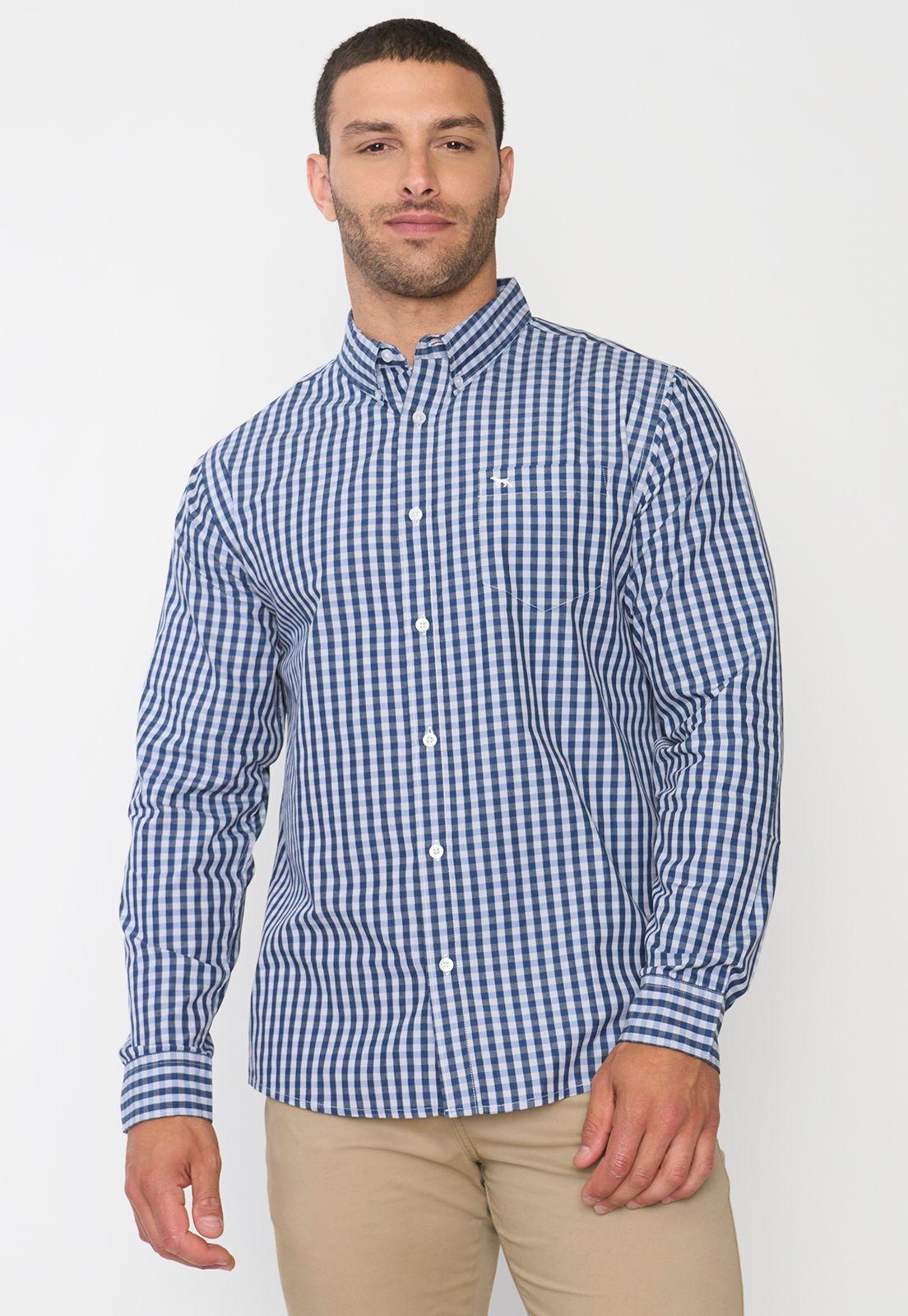 Camisa Hombre Escocesa Blanco Corona-0