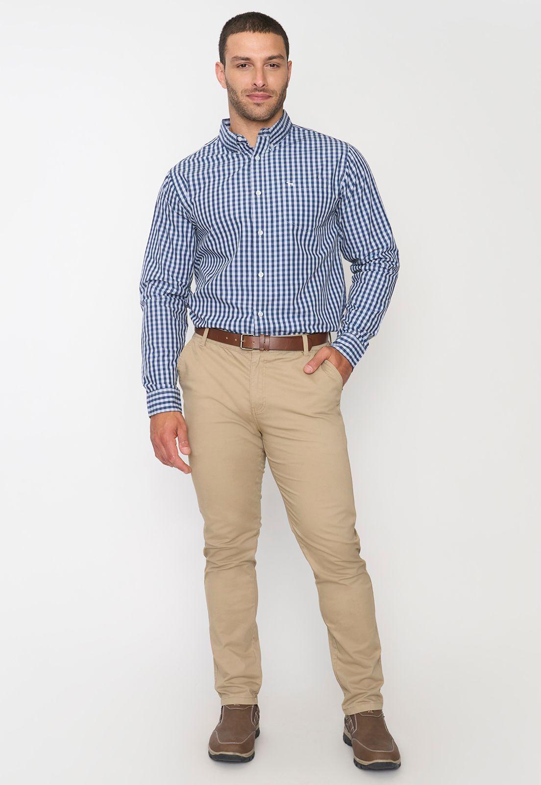 Camisa Hombre Escocesa Blanco Corona-3