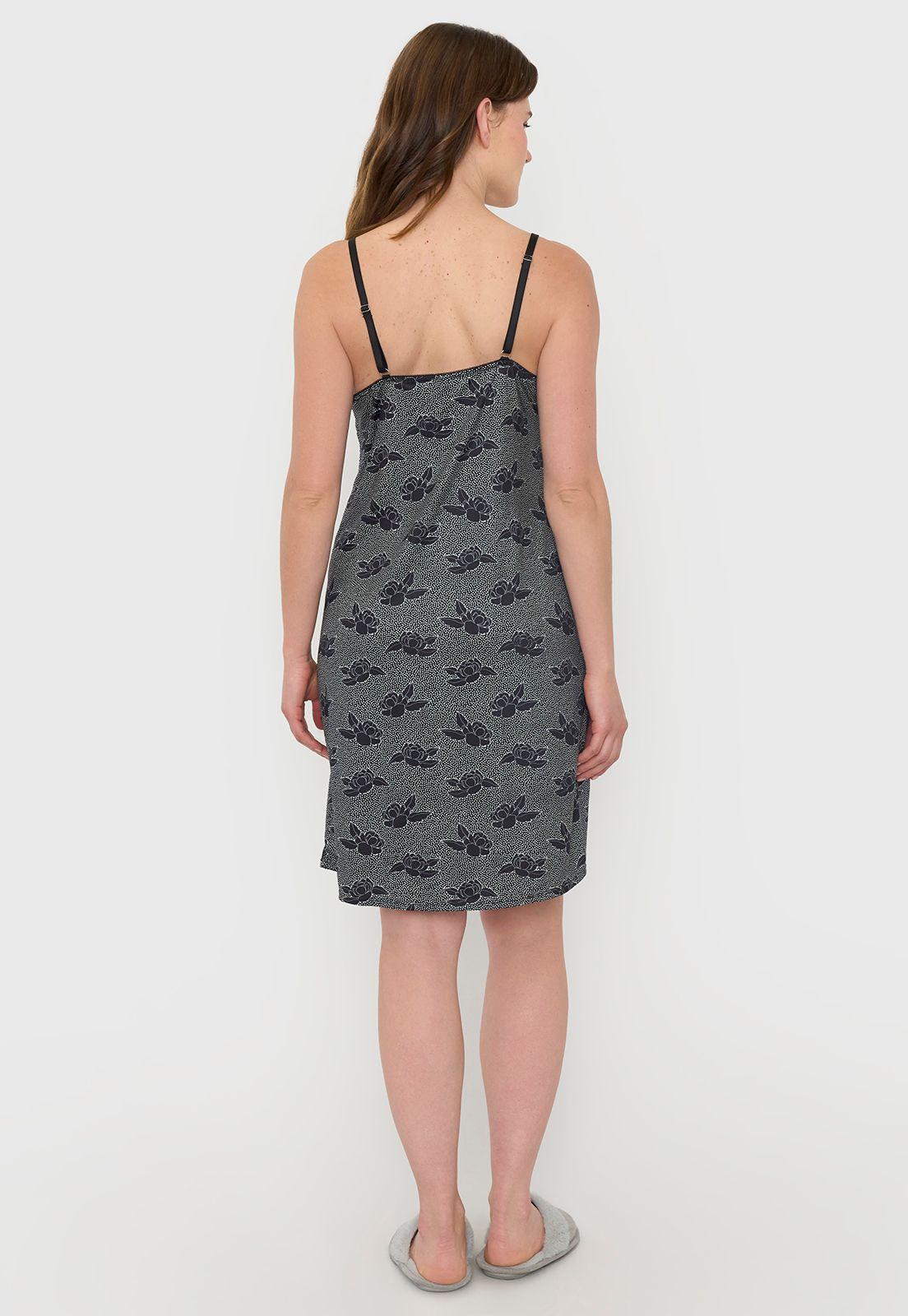 Camisón Mujer Print Flores Negro Corona-1