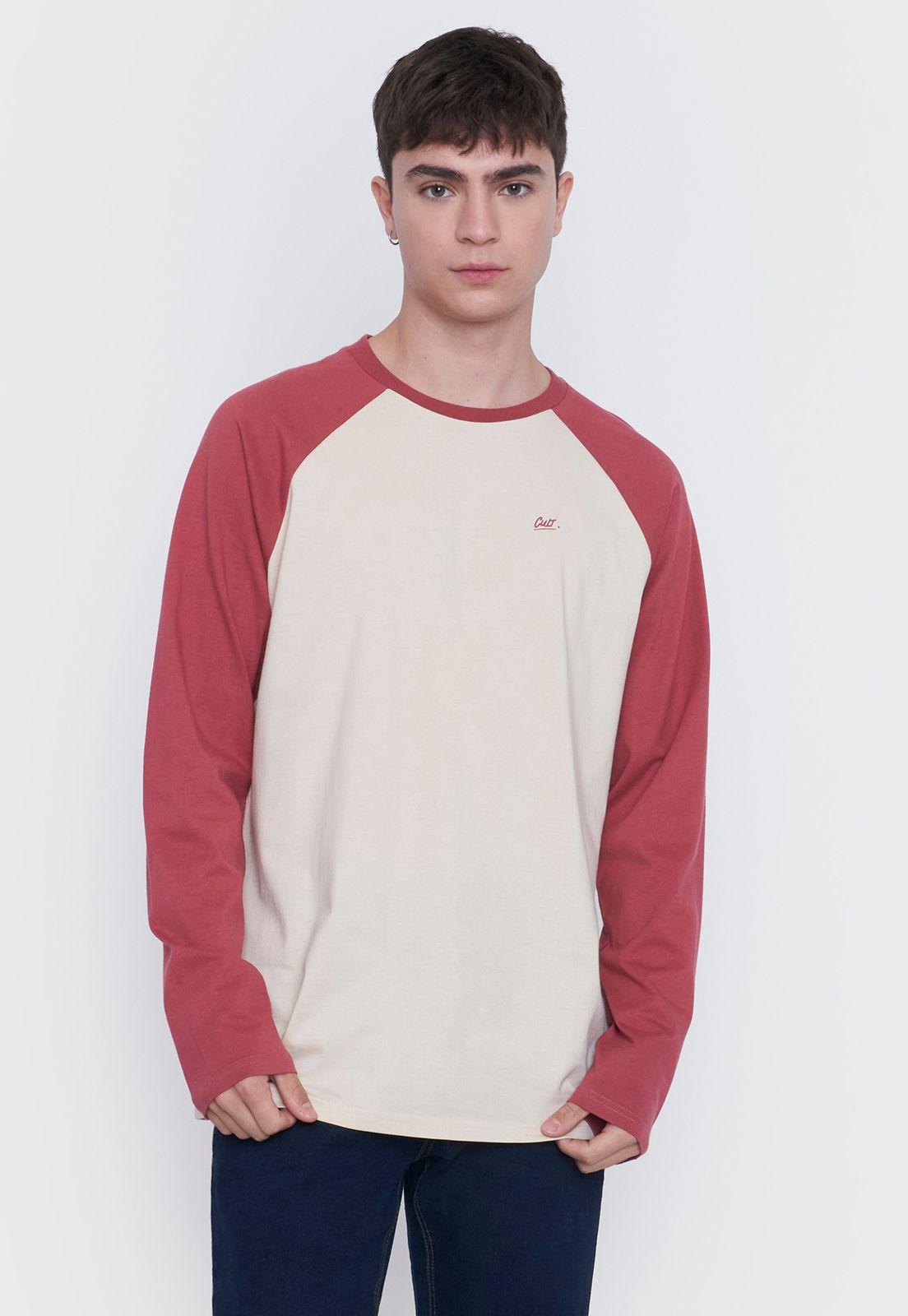 Polera Hombre Manga Larga Raglan Rojo Corona-0
