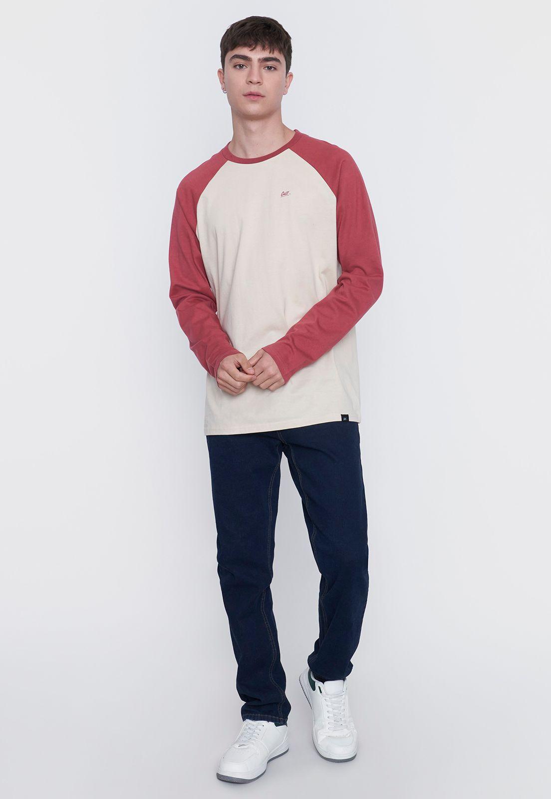 Polera Hombre Manga Larga Raglan Rojo Corona-3