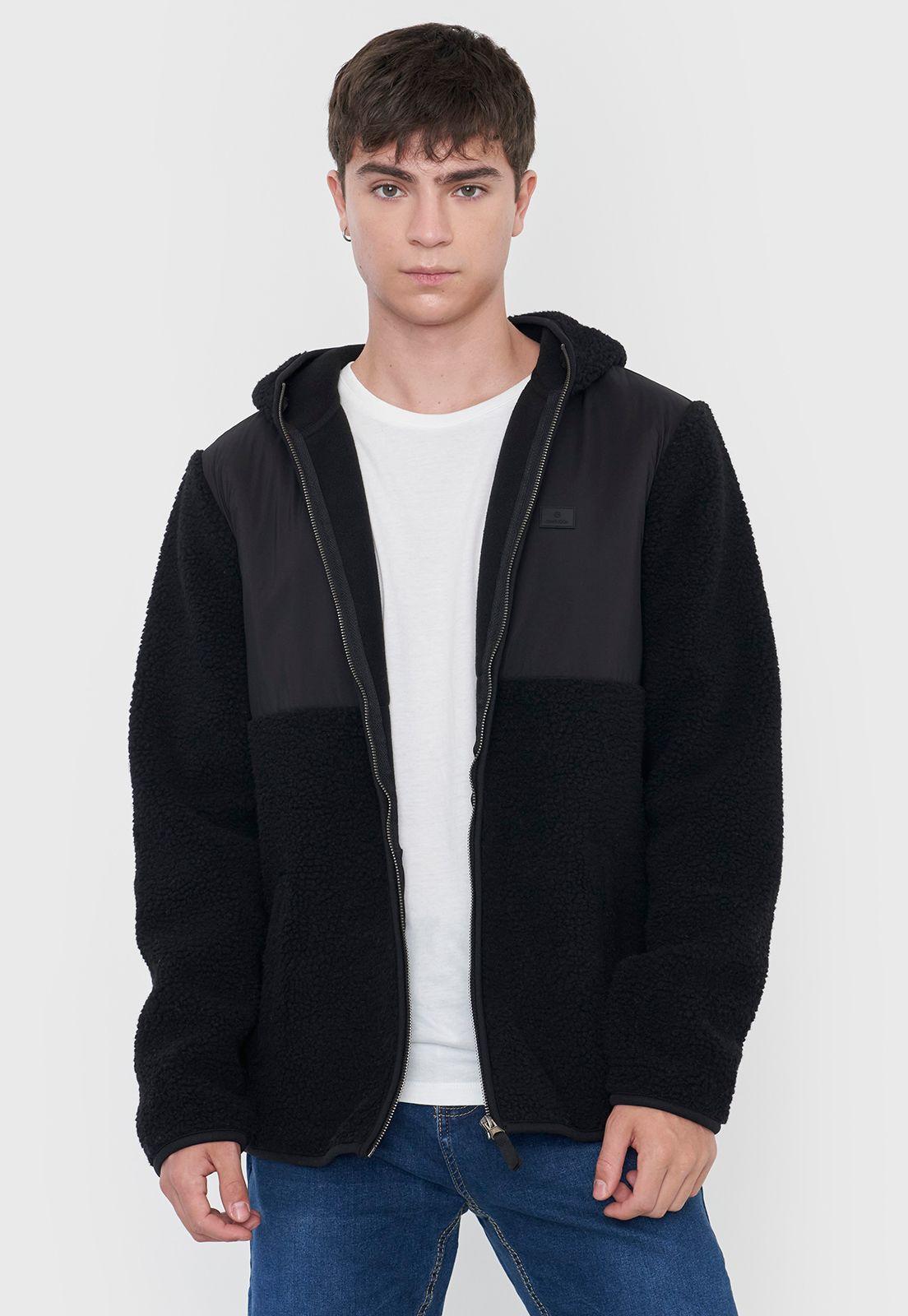 Casaca Hombre Sherpa Hoodie Negro Corona-2