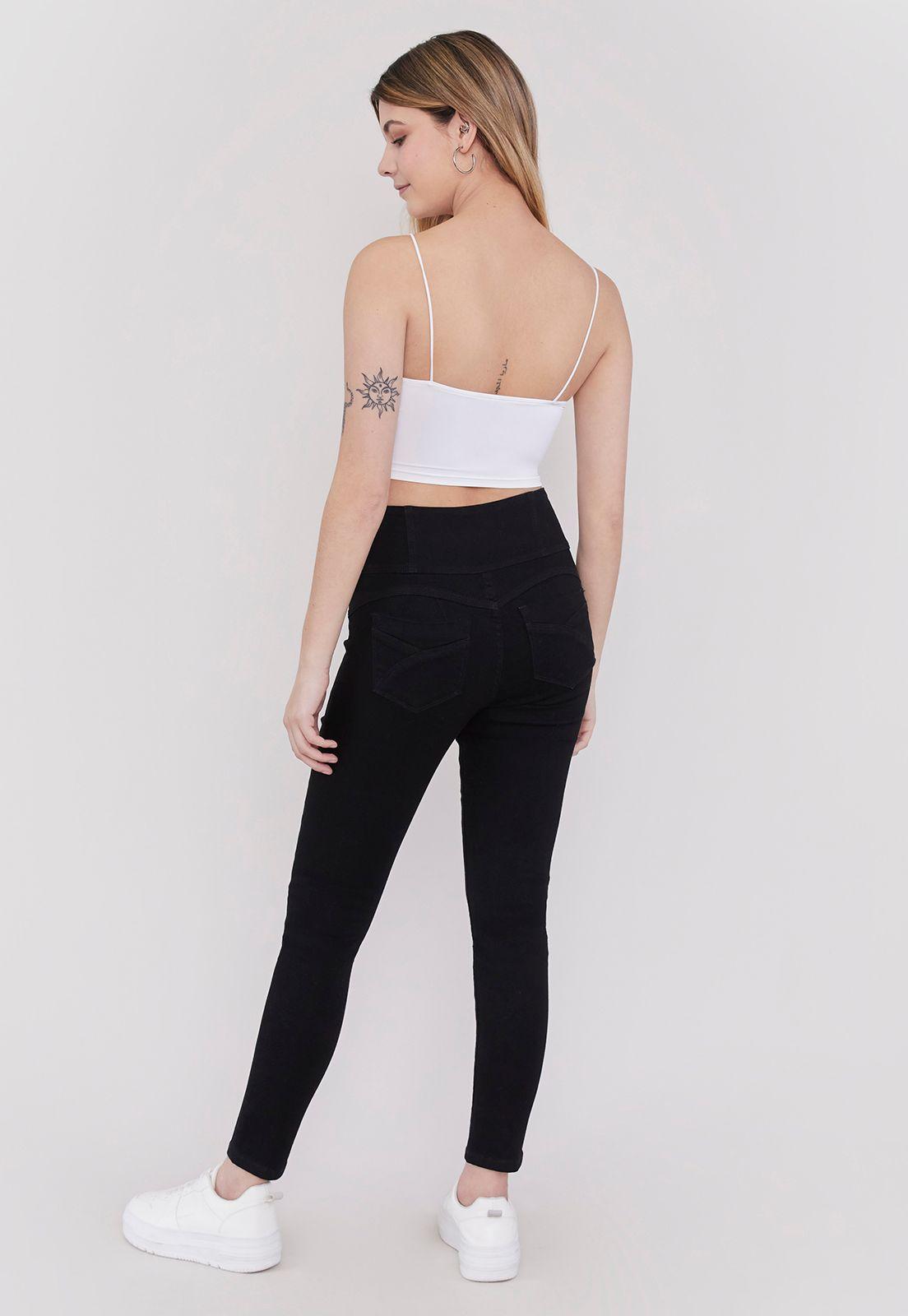 Jeans Mujer 3 Botones Push Up Negro Corona-2