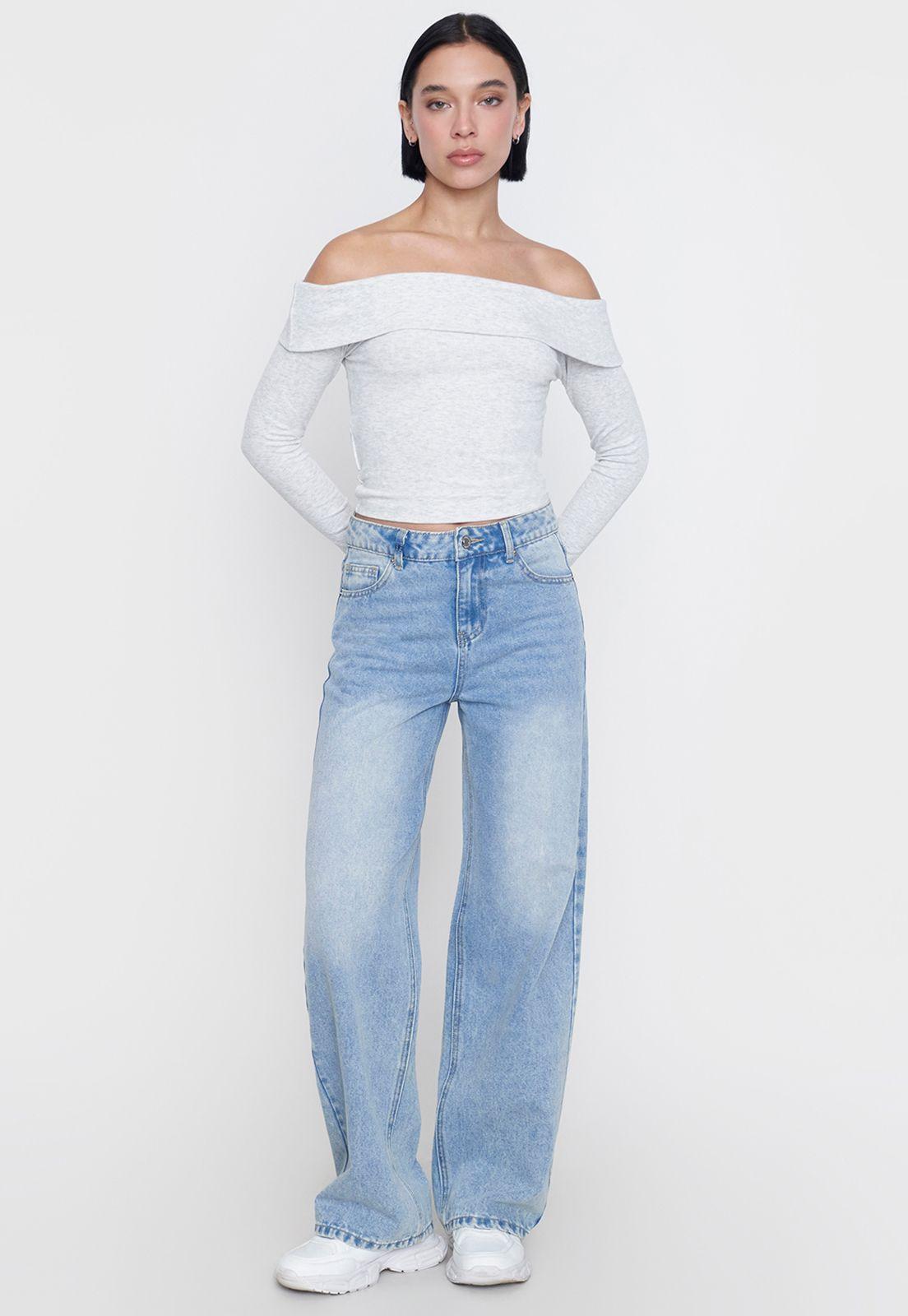 Polera Mujer Sin Hombros Gris Melange Corona-3