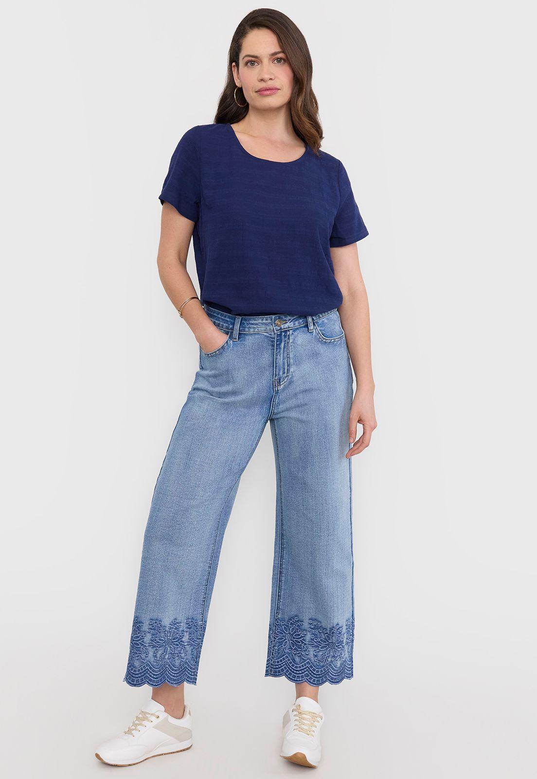Jeans Mujer Crop Flare Azul Claro Corona-0