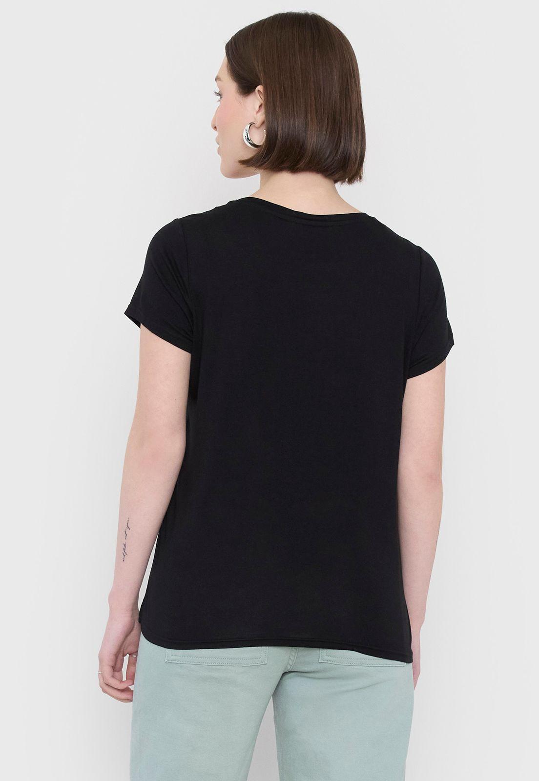 Polera Mujer Estampada Negro 1 Corona-1
