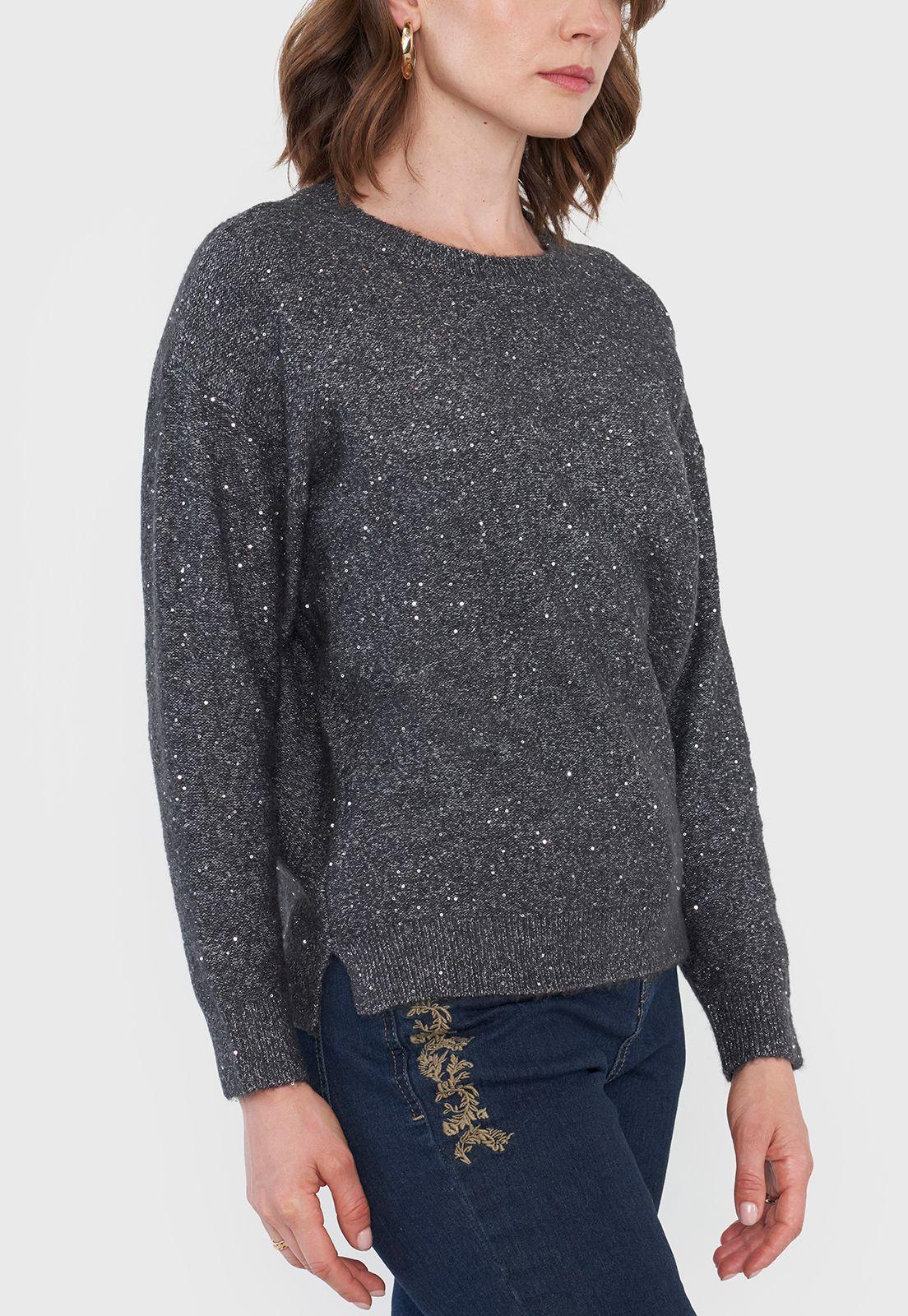 Sweater Mujer Lurex Lentejuelas Gris Corona-2