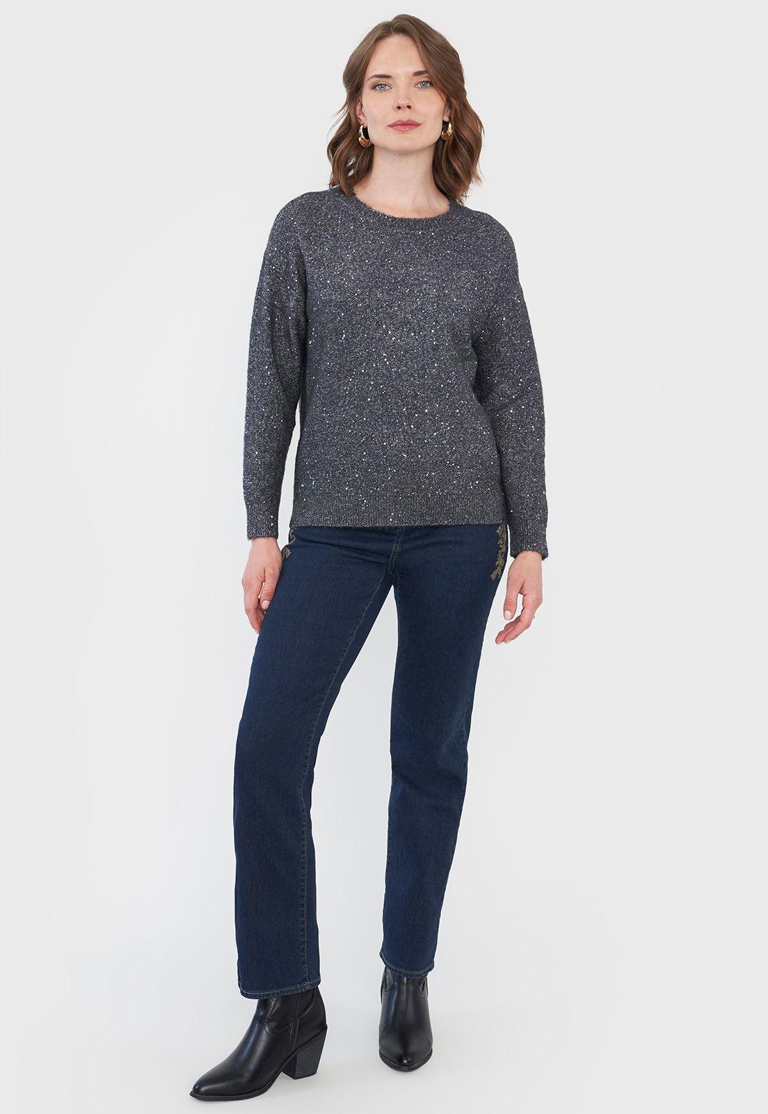 Sweater Mujer Lurex Lentejuelas Gris Corona-3