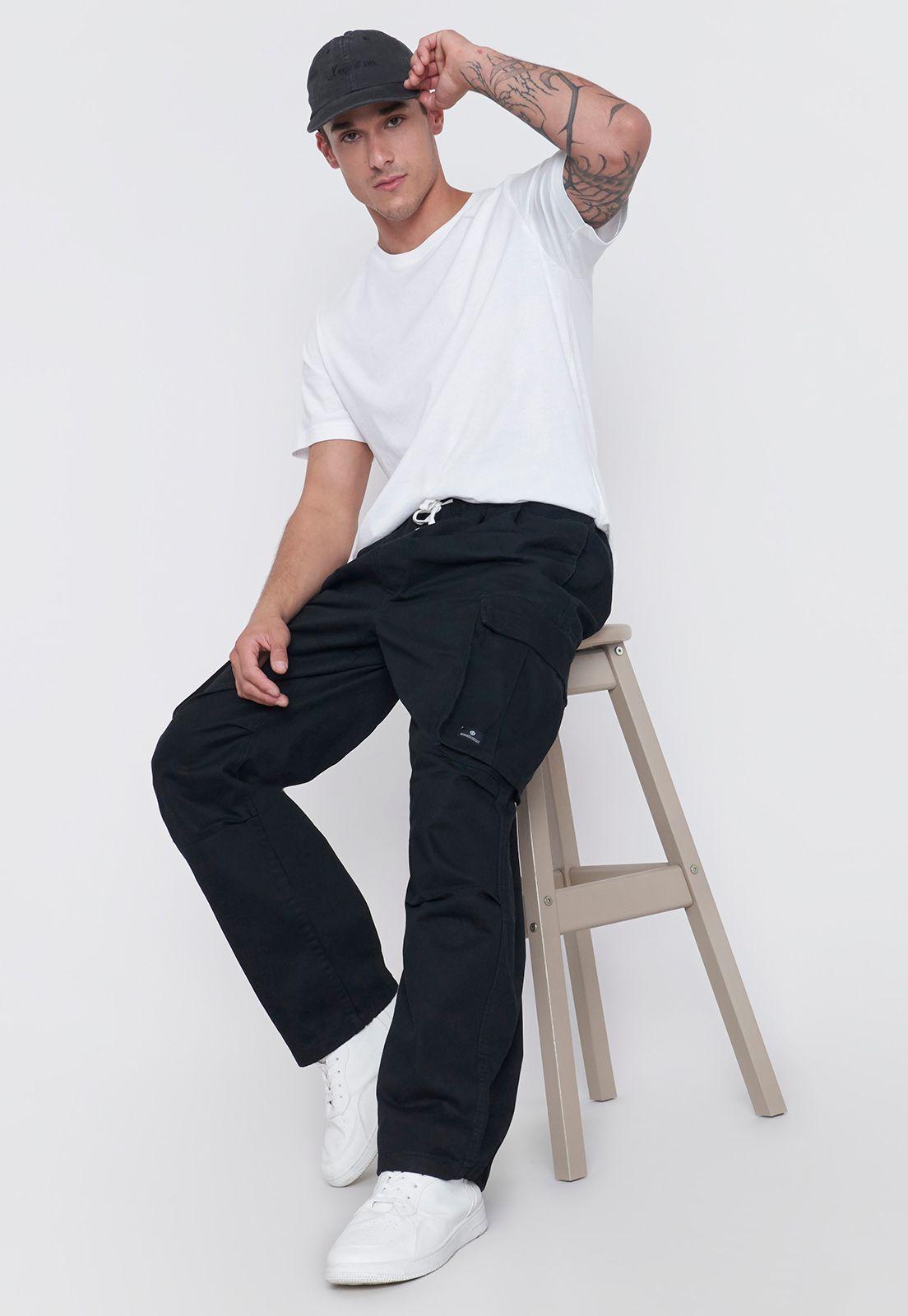 Pantalón Hombre Skater Cargo Negro Corona-0