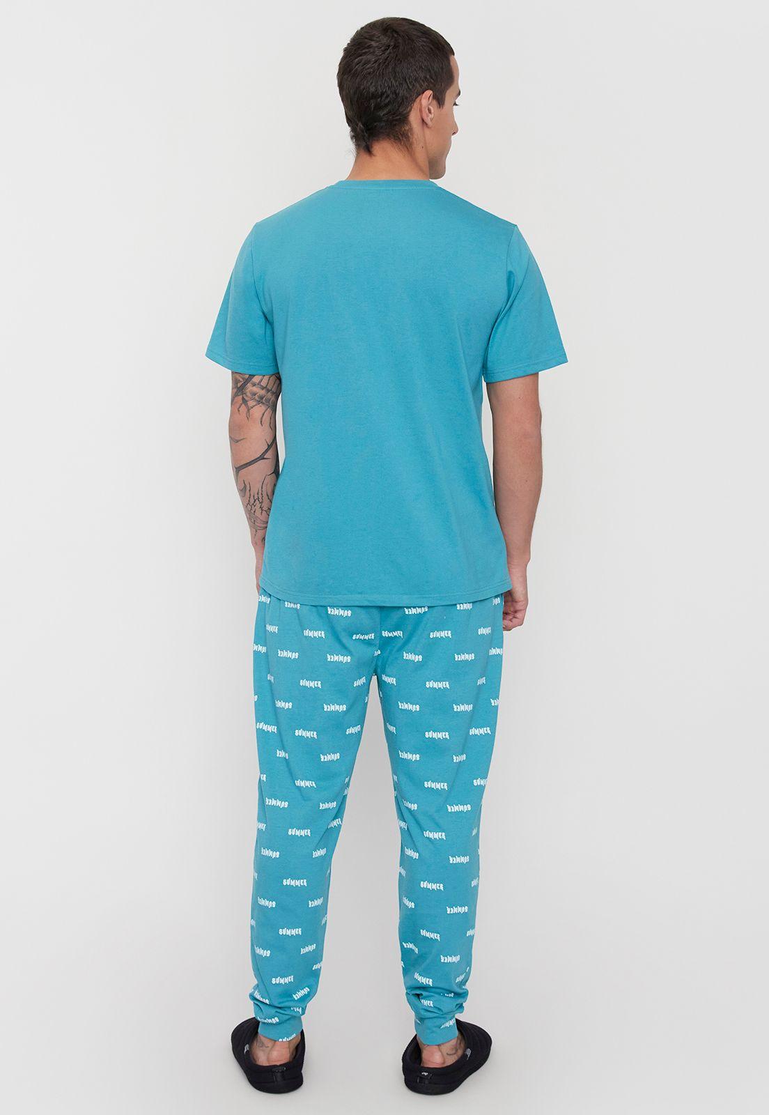 Pijama Hombre Largo Summer Celeste Corona-1