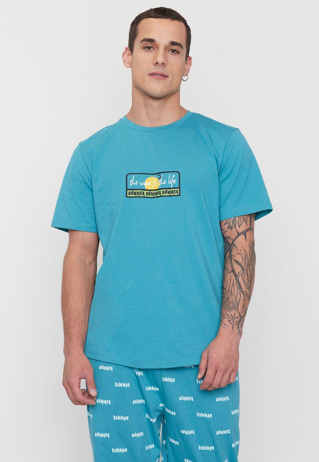 Pijama Hombre Largo Summer Celeste Corona-2